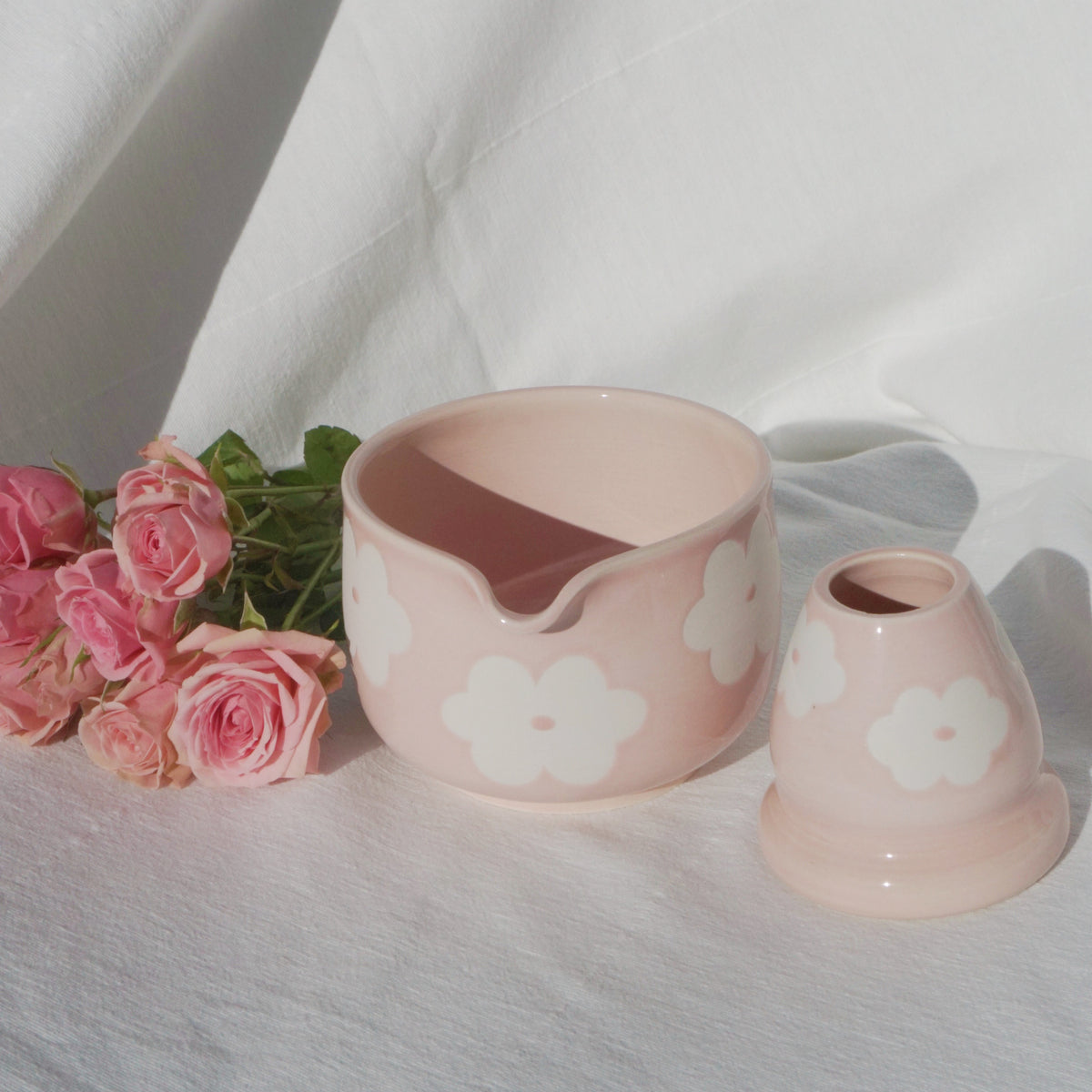 strawberry cream flowers set/bowl
