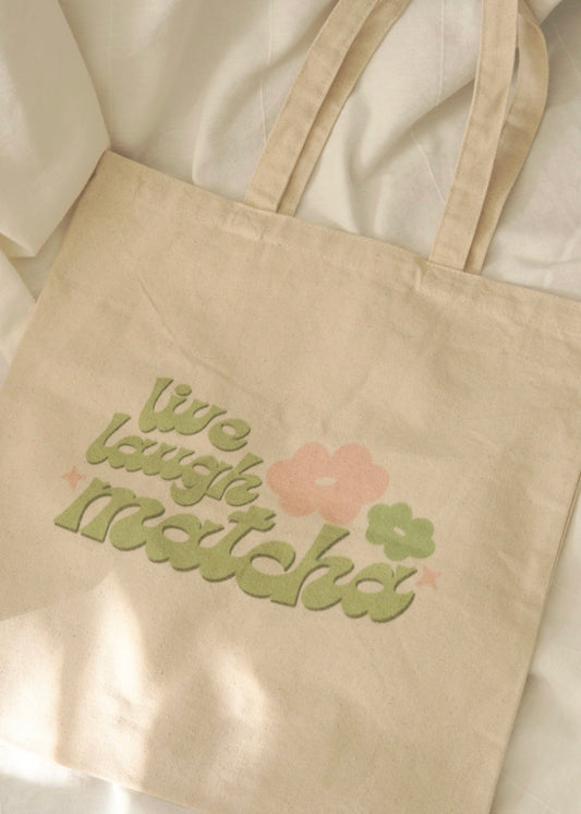 live laugh matcha tote bag