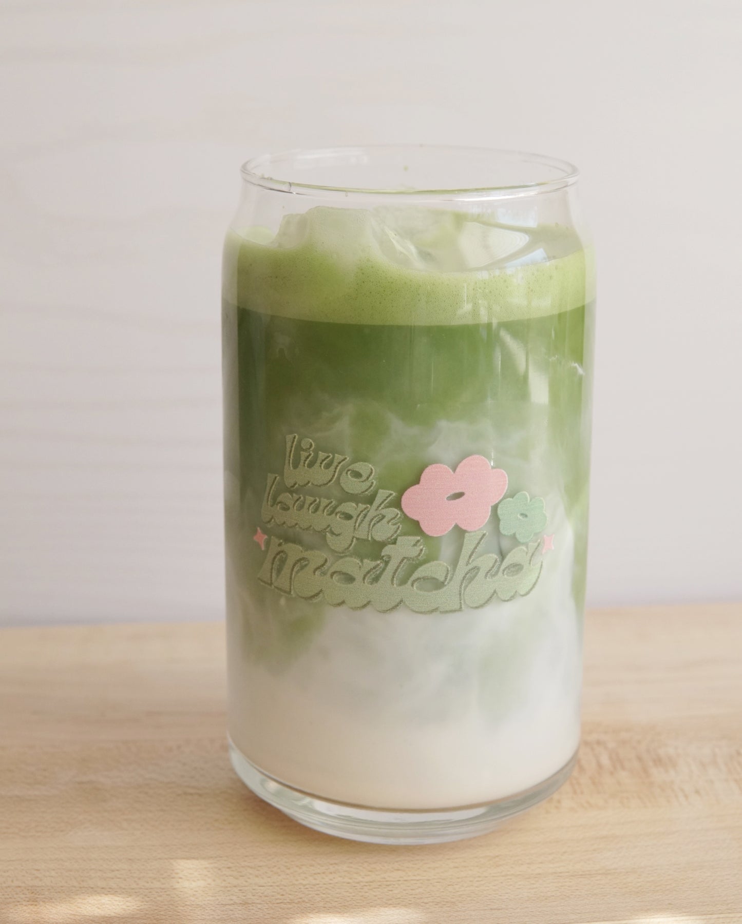 live laugh matcha glass cup