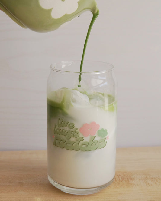 live laugh matcha glass cup